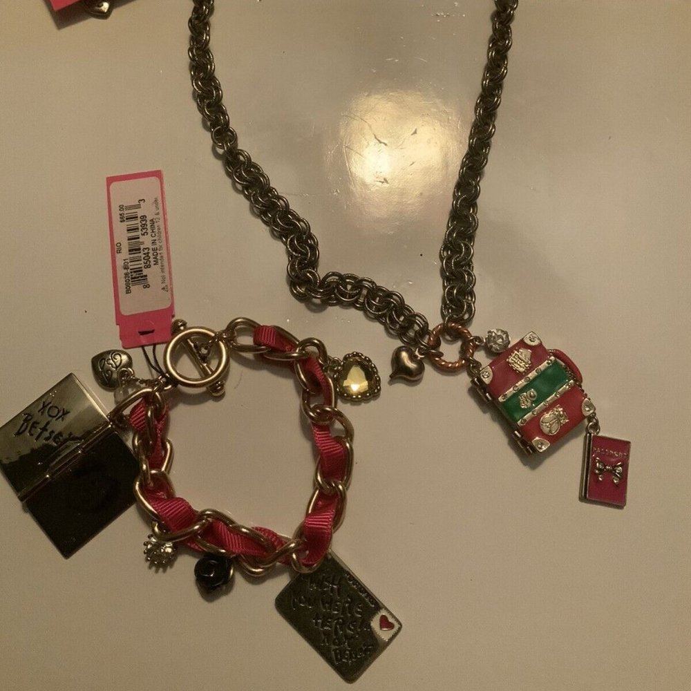 Betsey Johnson Passport Photo Beach Postcard Suitcase Travel Bracelet Necklace